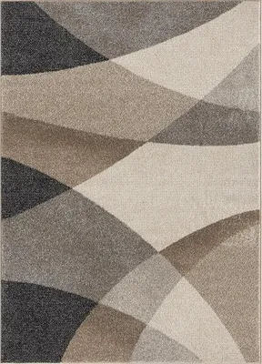 A close-up view of a rug with a geometric pattern.