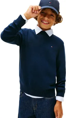 Productafbeelding van Tommy Hilfiger jongenspullover van lamswol, blauw (donkerblauw), maat 80