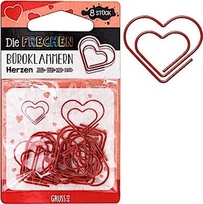 Produktbild von Sheepworld - 45729 - Büroklammern 8 Stk, Herz, Metall, 11,3cm x 5,7cm