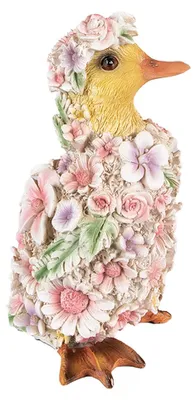 Produktbild von Clayre & Eef Figur Ente 10x11x18 cm Rosa Polyresin Blumen