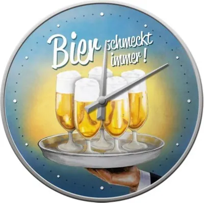 Zdjęcie produktu dla Zegar ścienny Nostalgic-Art - Piwo i alkohole zawsze smakują dobrze Taca Ø 31 cm