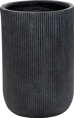Produktbild von BELIANI Blumentopf Schwarz Ton und Glasfaser Rund ⌀ 37 cm mit Loch Ablaufloch Rillen Modern Outdoor Indoor Außen Draußen Innen Ausstattung Deko