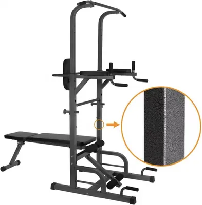 Immagine prodotto di Powertower - Panca per bilancieri - Powertower comprensivo di panca per bilancieri - 2 in 1 - Trazioni - Dip - Panca per distensioni
