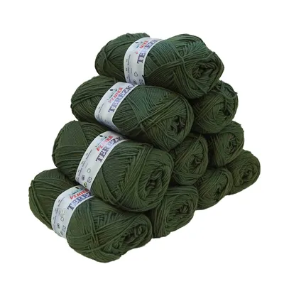 Produktbild von 10 x 50g Strickgarn Terezka 100% Baumwolle Baumwollgarn Häkelgarn, Farbe:khaki