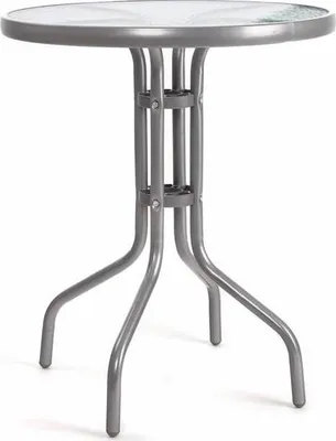 Produktbild von GLÜCKLICHES GRÜN Tisch Metall mit Glas Teller 60 cm, Silber-