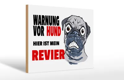 Produktbild von Holzschild Hinweis 30x20cm Warnung Hund hier mein Revier