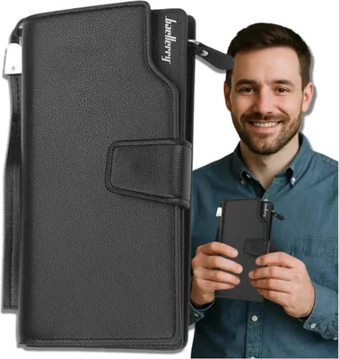Immagine prodotto di Portafoglio grande da uomo in ecopelle, nero, 19,5x10,5x3,5 cm
