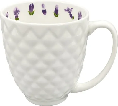 Produktbild von Porzellan Becher Cross Lavendel Weiß 500ml spülmaschinen- und mikrowellengeeignet