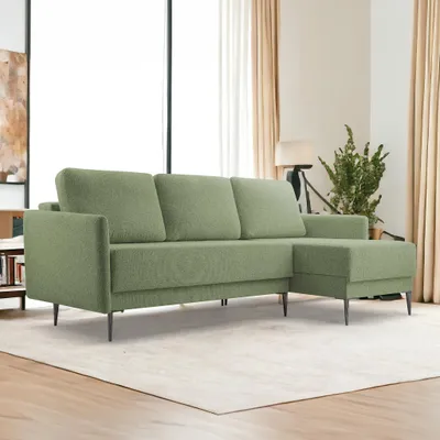 Produktbild von Ecksofa MORIS, Wohnzimmer, modernes Schlafsofa Sofa 4-Sitzer Sofa freistehendes Polstersofa Bettkasten 230 cm rechte Ottomane Grün Sicuro 20