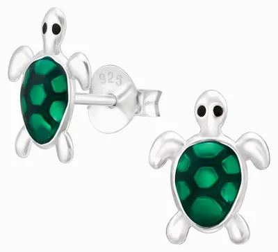 Produktbild von Ohrstecker Schildkröte: Grüne Ohrringe aus 925 Silber