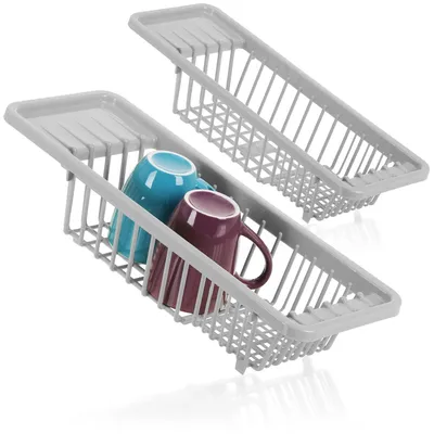 Abtropfgestell 2er-Pack, grau, 45x16x10 cm, für Spülen 32-44 cm