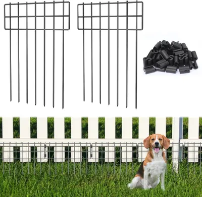 Tierbarrierezaun 25 Stk., 42 cm hoch, 7,63 m Gesamtlänge, Metall, schwarz