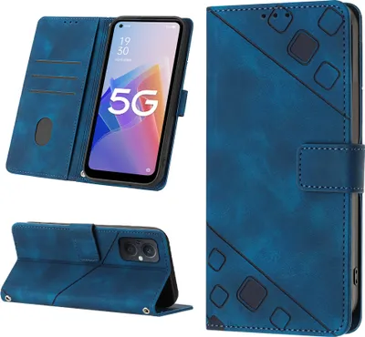 Obrázek produktu pro Pouzdro pro OnePlus Nord N20 5G/Oppo Reno8 Z vyražené Flip kožené peněženkové pouzdro s funkcí stojánku modré