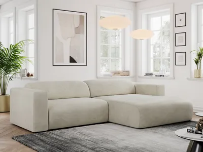 Produktbild von MKS MEBLE Ecksofa, Sofa L-Form, Wohnlandschaft L-Form, Modern Design Couch, Sofagarnitur, Couchgarnitur, Polsterecke - PASADENA -Beige Velvet - rechts seite