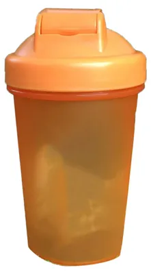 Produktbild von Proteinpulver-Shaker-Becher, PP-Flasche mit Edelstahlkugel zum Mischen, 500 ml, Orange