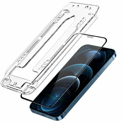 Produktbild von 3mk, 2er Set Panzerglas für iPhone 12 Pro Max mit Applikatorrahmen, Schwarz / Transparent