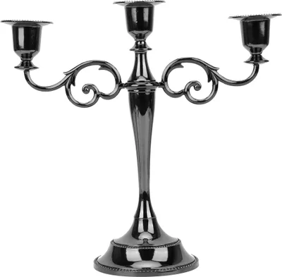 Image de Bougeoir romantique de style européen pour le dîner, la maison, l'hôtel, le mariage, le restaurant, 3 têtes, noir