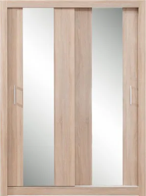 Produktbild von 160 cm breiter Kleiderschrank mit 2 Türen | 6 Fächer | Farbe: Eiche