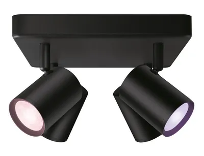Produktbild von WiZ IMAGEO 4 x einstellbarer Spot Quadratische Platte, Bluetooth, Schwarz, LED, Metall, GU10, 2200 K