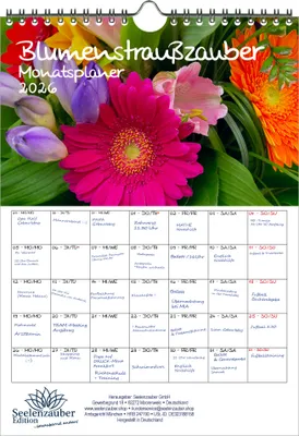 Produktbild von Blumenstraußzauber Planer DIN A4 Kalender für 2026 Blumenstrauß und Blüten - Seelenzauber