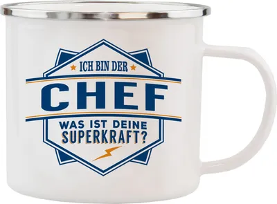 Produktbild von Echter Kerl Emaille Kaffeetasse Kaffeebecher Chef