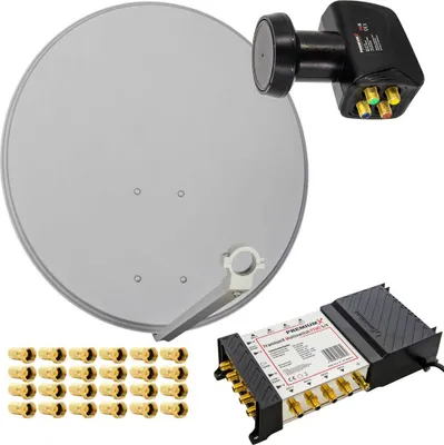 Produktbild von PremiumX SAT Anlage 80cm Schüssel Multischalter 5/8 LNB 24x F-Stecker