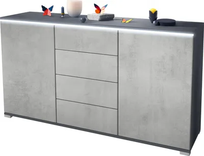 A modern sideboard with LED lighting.