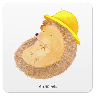 Produktbild von Mr. & Mrs. Panda Untersetzer für Gläser Igel Beten 10er Set - Weiß - Geschenk, Gott, Tassen, Lustige Sprüche, Tischuntersetzer, Coaster, Tassenuntersetzer, Sonnenhut