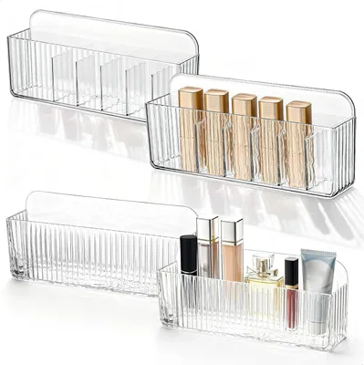 Immagine prodotto di Organizzatore per trucchi con scomparti, 2 pezzi, trasparente, per cosmetici
