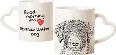 Image de Chien d'eau espagnol, chien turc andalou, chien turc - Tasse avec chien, adorable tasse avec anse en forme de cœur, cadeau universel de la marque Art-Dog