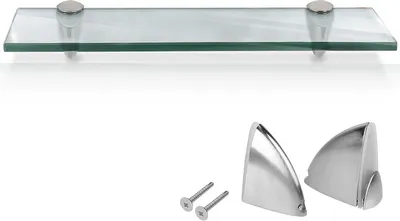 Immagine prodotto di Mensola in vetro 50x10x0,8 cm con supporto Mensola in vetro Mensola da parete Mensola da bagno Mensola da appendere Vetro trasparente