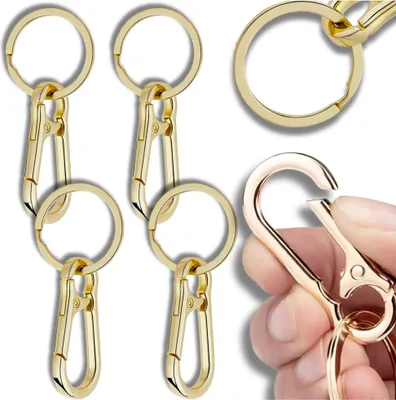 Immagine prodotto di Portachiavi in metallo con moschettone, 4 pezzi, oro