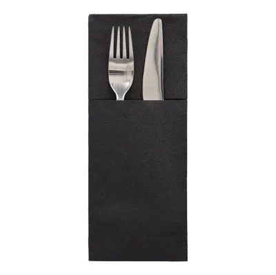 Produktbild von Bestecktaschen, Airlaid 40 cm x 48 cm schwarz "Premium" mit Besteckfalz