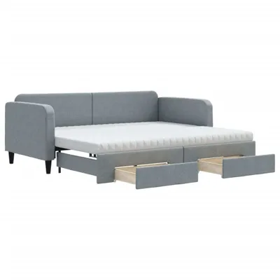 Obrázok produktu pre vidaXL Rozkladacia posteľ so zásuvkami Svetlo šedá 90x200 cm Látka