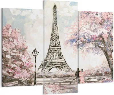 Produktbild von Bild auf Leinwand - Leinwandbild - Bäume Eiffle Paar Frankreich - 130x100cm - Wand Bild - Wanddeko - Leinwanddruck - Bilder - Kunstdruck - Wanddekoration - Leinwand bilder - Wandkunst - CB130x100-3147