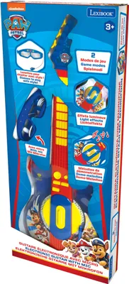 Produktbild von Lexibook, Paw Patrol, Leuchtende elektronische Gitarre mit Mikrofon, Brille mit Mikrofon, Melodien, 2 Spielmodi, MP3-Anschluss, Blau/Rot, K260PA