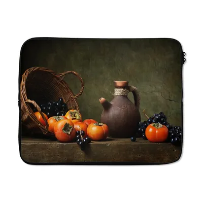 Produktbild von MuchoWow® Laptop Hülle 17 Zoll Laptoptasche Rustikal - Obst - Korb - Stilleben - Zipper - Schutzabdeckung