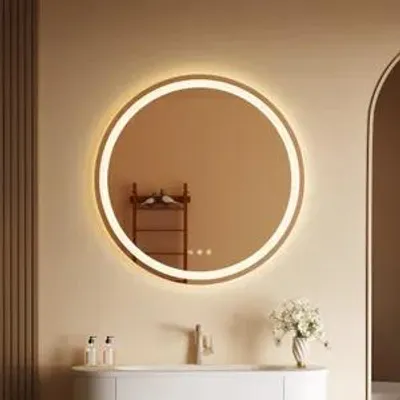 Produktbild von Auralum 70cm runder LED Badspiegel – Touch-Schalter, 3 Lichtfarben, dimmbar, Anti-Beschlag, Memory-Funktion, Wandspiegel