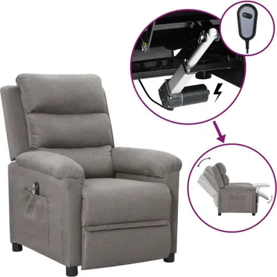 Image de Fauteuil inclinable électrique Gris clair Tissu