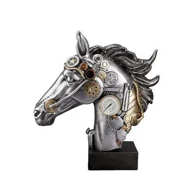 Immagine prodotto di Gilde Skulptur, Pferd, "Steampunk Horse", Kunstharz, silberfarben, VE 1, L. 8 cm, B. 29 cm, H. 34 cm 37474 4063387374740