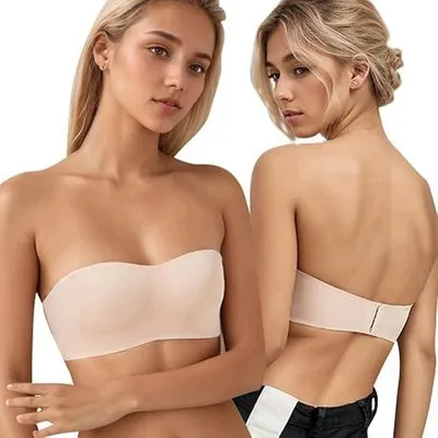 Zdjęcie produktu dla Biustonosz bandeau bez ramiączek bezszwowy dla kobiet czarny