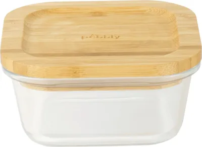 Produktbild von Pebbly - Lebensmittelbehälter Quadratisch 520 ml mit Bamboo Deckel