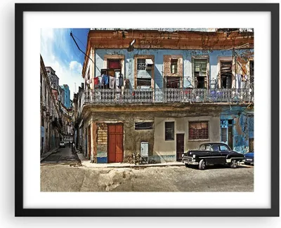 Produktbild von Gerahmtes Poster - Schwarzer Rahmen - Kuba Havanna Balkon - 50x40 cm - Wand Bild - Wanddeko - Wandbilder - Kunstposter - Wandposter - Bilderrahmen - Bilder - Kunstdruck - Wandbild - P2BAA50x40-4255
