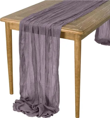 Produktbild von BOHO RUNDER TISCHLÄUFER gerüscht LILIE LILA RUSTIKAL für zarten Tisch 90x300 cm