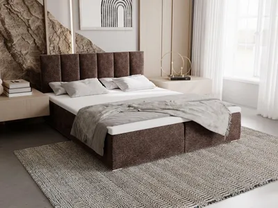 Obrázok produktu pre Čalúnená posteľ 140x200 ELSIE 4 s úložným priestorom - svetlo hnedá