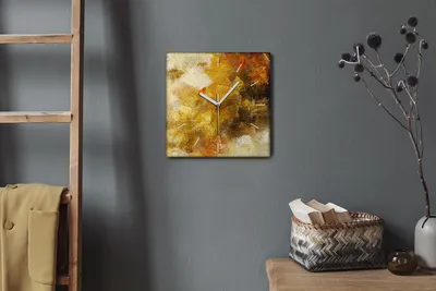 Produktbild von Coloray Hodiny Unikátní 30x30 cm  Tiché hodiny Pro obývací pokoj a kuchyň Nástěnné hodiny Plátno Bílé ručičky hodin - Textura malovaná plátno