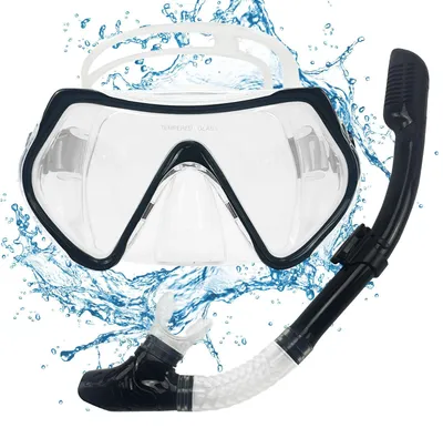 Image de Kit de snorkeling avec masque anti-buée et tuba sec pour adultes