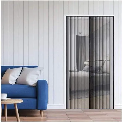 Zdjęcie produktu dla Automatyczne drzwi przeciw owadom – 95 x 205 cm – czarne – magnetyczne – zamykające się automatycznie