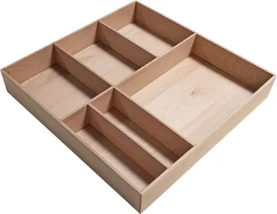 Produktbild von FACKELMANN Orga-Box STANFORD / Organisations Box aus stabilem Buchenholz / Maße (B x H x T): ca. 38 x 4,5 x 37 cm / Ordnungssystem für Schubladen mit 6 Fächern / Farbe: Braun hell / Breite: 38 cm