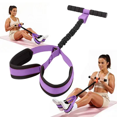 Produktbild von Bauchtrainer mit Widerstandsband - mit Griffen und Pedalen - Fitness Trainingsgerät für Bauchmuskeln - Widerstandsband 22.7 kg - für Zuhause, Pilates